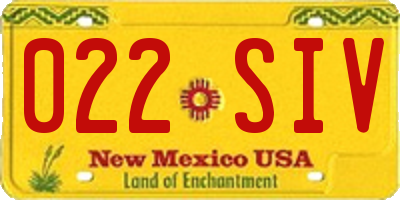 NM license plate 022SIV