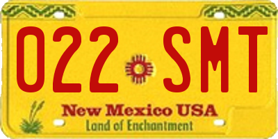 NM license plate 022SMT