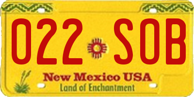 NM license plate 022SOB