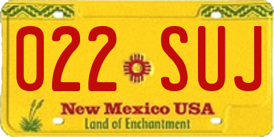 NM license plate 022SUJ
