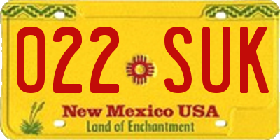 NM license plate 022SUK