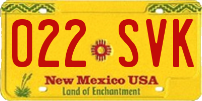 NM license plate 022SVK