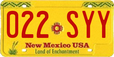 NM license plate 022SYY
