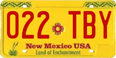 NM license plate 022TBY