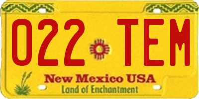 NM license plate 022TEM