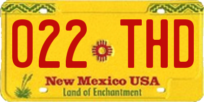 NM license plate 022THD