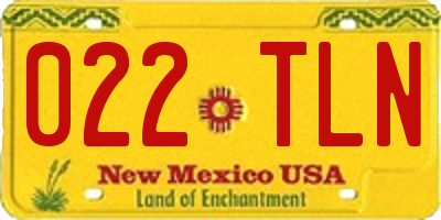 NM license plate 022TLN