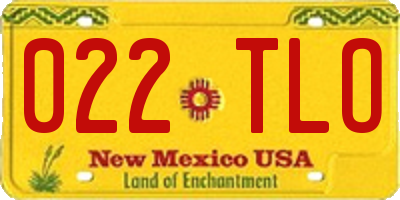 NM license plate 022TLO