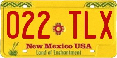 NM license plate 022TLX