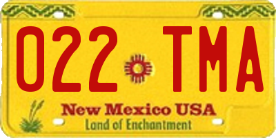 NM license plate 022TMA