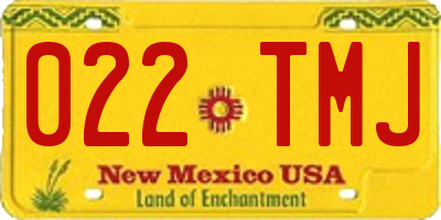 NM license plate 022TMJ