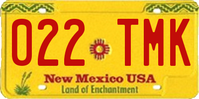 NM license plate 022TMK