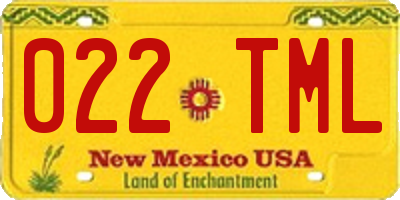 NM license plate 022TML