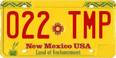 NM license plate 022TMP