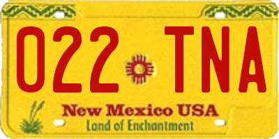 NM license plate 022TNA