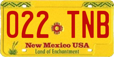 NM license plate 022TNB