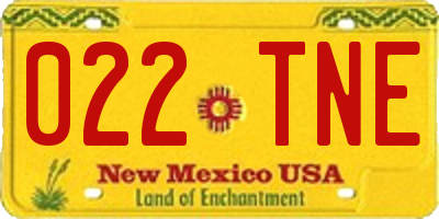 NM license plate 022TNE