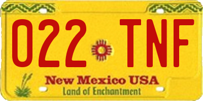 NM license plate 022TNF
