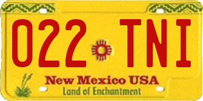 NM license plate 022TNI