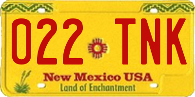 NM license plate 022TNK