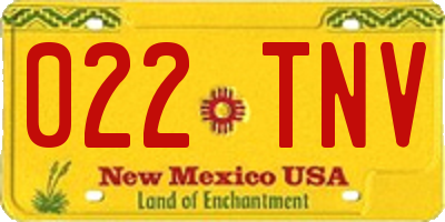 NM license plate 022TNV