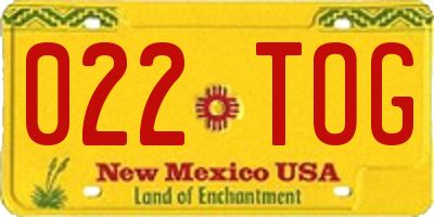 NM license plate 022TOG