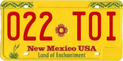 NM license plate 022TOI