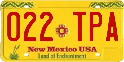 NM license plate 022TPA