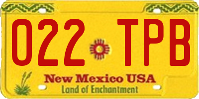 NM license plate 022TPB