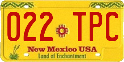NM license plate 022TPC