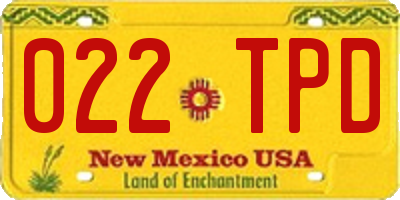 NM license plate 022TPD