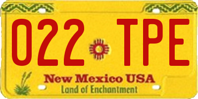 NM license plate 022TPE