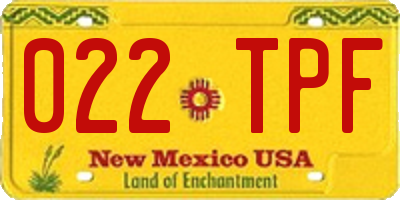 NM license plate 022TPF