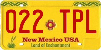 NM license plate 022TPL