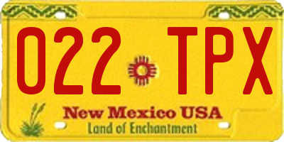 NM license plate 022TPX
