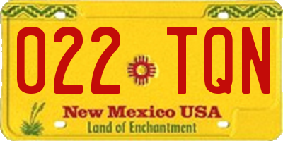 NM license plate 022TQN