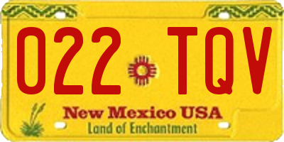 NM license plate 022TQV