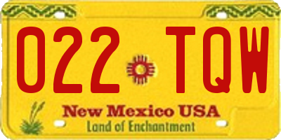 NM license plate 022TQW