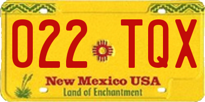NM license plate 022TQX