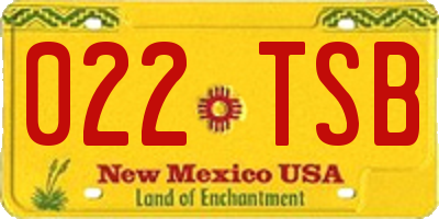 NM license plate 022TSB