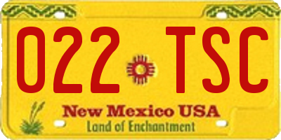 NM license plate 022TSC
