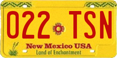 NM license plate 022TSN