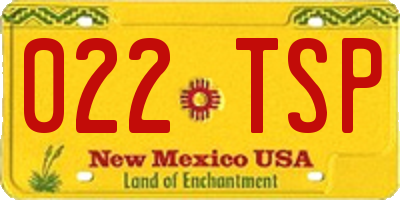 NM license plate 022TSP