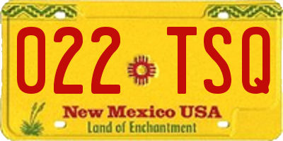 NM license plate 022TSQ