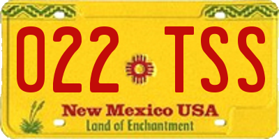 NM license plate 022TSS