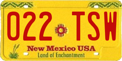 NM license plate 022TSW