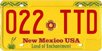 NM license plate 022TTD