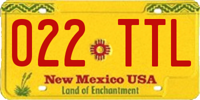 NM license plate 022TTL