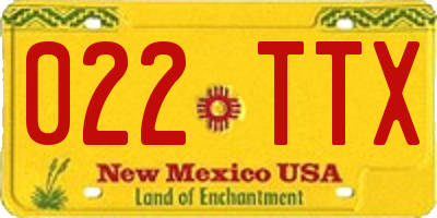 NM license plate 022TTX