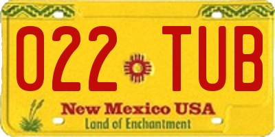 NM license plate 022TUB